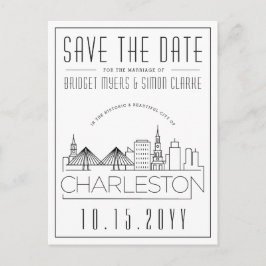 Charleston Wedding Stylized Skyline Save the Date Briefkaart