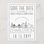Charleston Wedding Stylized Skyline Save the Date Briefkaart (Voorkant)