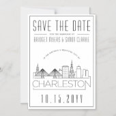 Charleston Wedding|Stylized Skyline Save the Date Magnetische Uitnodiging (Voorkant)