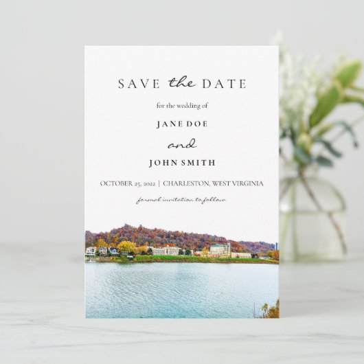 Charleston West Virginia flat Save the Date Kaart (Staand voorkant)