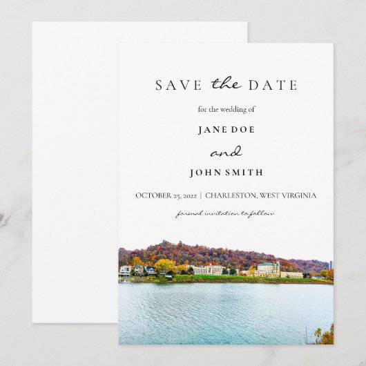 Charleston West Virginia flat Save the Date Kaart (Voorkant / Achterkant)