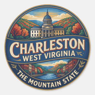 Charleston West Virginia Hoofdstad Appalachian Ronde Sticker