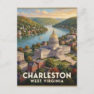 Charleston West Virginia Kanawha Rivier Briefkaart