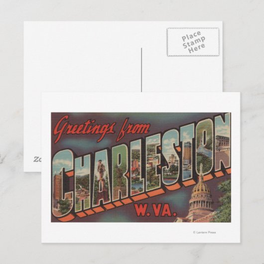 Charleston, West Virginia - Large Letter Scenes Briefkaart (Voorkant / Achterkant)
