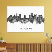 Charleston West Virginia Skyline BW Canvas Afdruk (Insitu (Woonkamer))