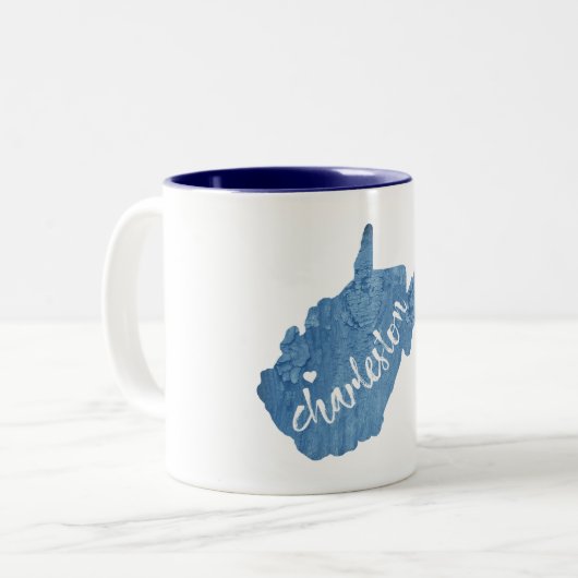 Charleston West Virginia Wood Grain Tweekleurige Koffiemok (Voorkant links)