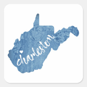 Charleston West Virginia Wood Grain Vierkante Sticker