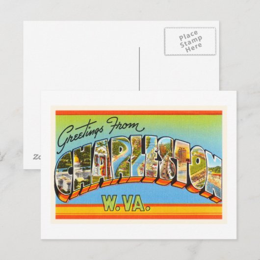 Charleston West Virginia WV Old Briefkaart- Briefkaart (Voorkant / Achterkant)