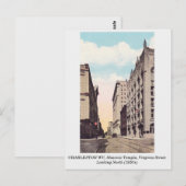 Charleston WV 1920s Masonic Temple Virginia Street Briefkaart (Voorkant / Achterkant)