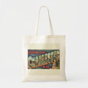 Charleston WV Large Letter Greeting Vintage Tote Bag