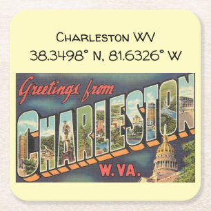 Charleston WV Map Coördinaten  stijl Kartonnen Onderzetters