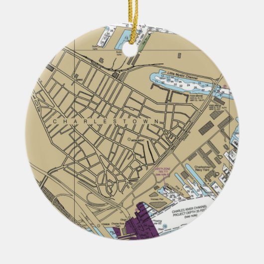 Charlestown Boston MA Chart Keramisch Ornament (Voorkant)