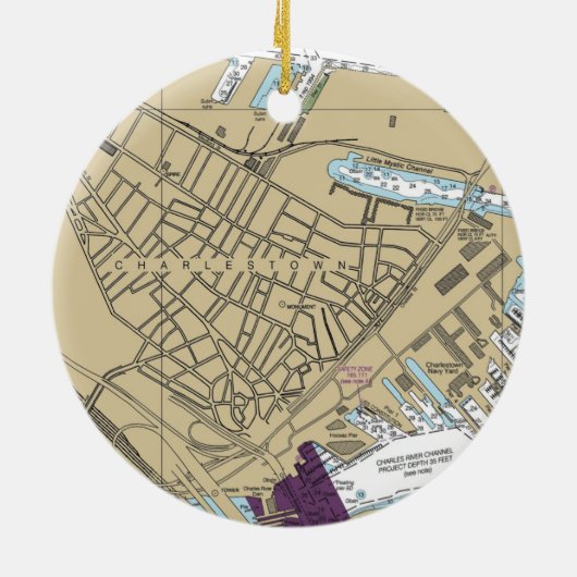 Charlestown Boston MA Chart Keramisch Ornament (Achterkant)