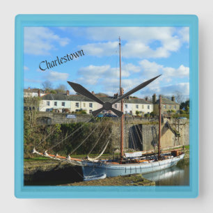 Charlestown Cornwall Engeland Poldark Locatie Vierkante Klok
