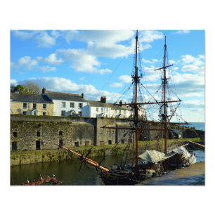 Charlestown Harbour Cornwall UK Poldark Location Foto Afdruk