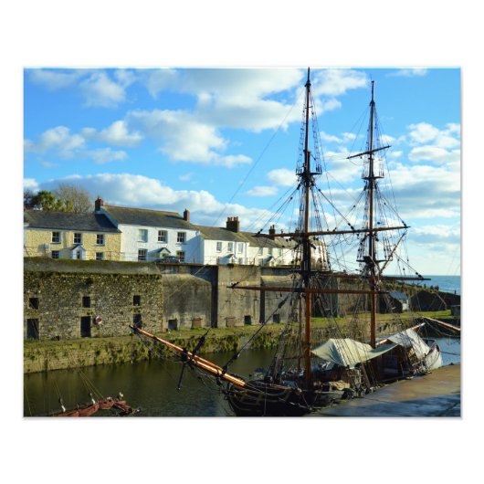Charlestown Harbour Cornwall UK Poldark Location Foto Afdruk (Voorkant)