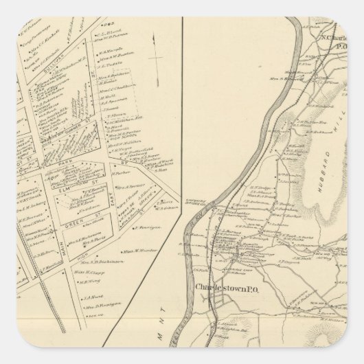 Charlestown, Langdon, Sullivan Co Vierkante Sticker (Voorkant)
