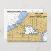 Charlevoix, MI Round Lake Nautical Chart Briefkaar Briefkaart (Voorkant / Achterkant)