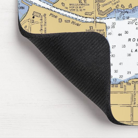 Charlevoix, MI Round Lake Nautical Chart Mousepad Muismat (Hoek)