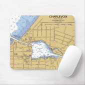Charlevoix, MI Round Lake Nautical Chart Mousepad Muismat (Met muis)