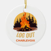 Charlevoix Michigan Kampvuur Keramisch Ornament (Voorkant)