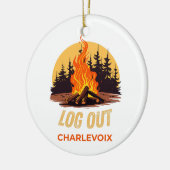 Charlevoix Michigan Kampvuur Keramisch Ornament (Links)