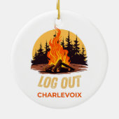 Charlevoix Michigan Kampvuur Keramisch Ornament (Achterkant)