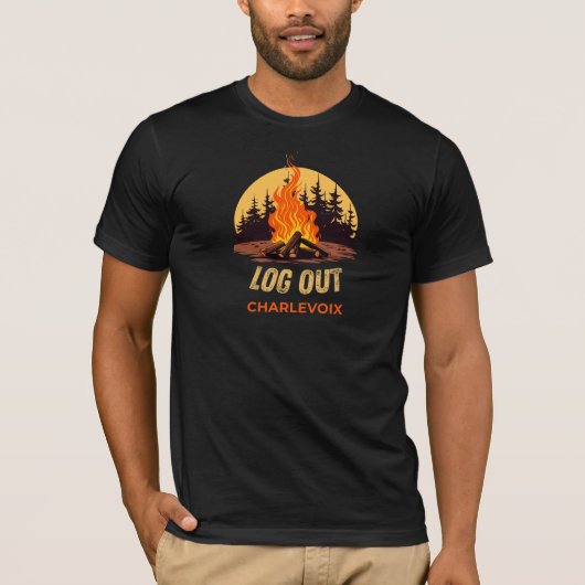 Charlevoix Michigan Kampvuur T-shirt (Voorkant)