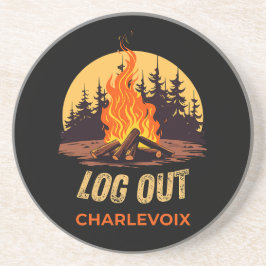 Charlevoix Michigan Kampvuur Zandsteen Onderzetter