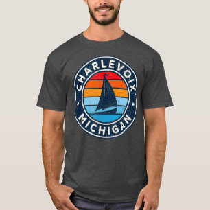 Charlevoix Michigan MI  Sailboot Retro T-shirt