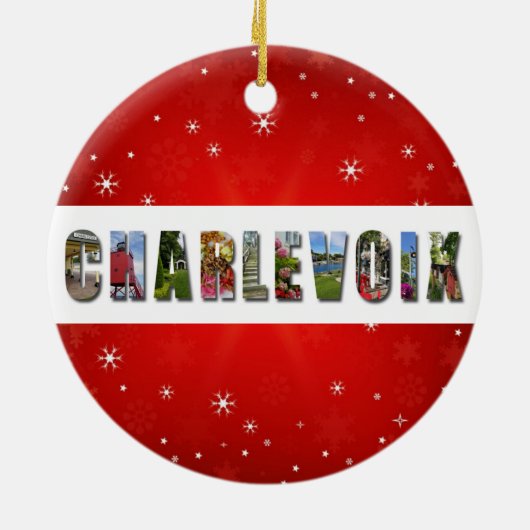 Charlevoix Michigan Reisfoto's Kerstmis Keramisch Ornament (Achterkant)