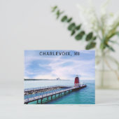 Charlevoix Michigan Vuurtoren Reizen Briefkaart (Staand voorkant)