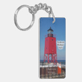 Charlevoix Pierhead Light rechthoekige sleutelkete Sleutelhanger (Voorkant Links)