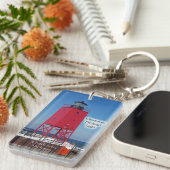 Charlevoix Pierhead Light rechthoekige sleutelkete Sleutelhanger (Voorkant Rechts)