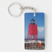 Charlevoix Pierhead Light rechthoekige sleutelkete Sleutelhanger (Voorkant)