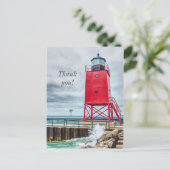 Charlevoix South Pierhead Lighthouse Bedankt Briefkaart (Staand voorkant)