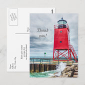 Charlevoix South Pierhead Lighthouse Bedankt Briefkaart (Voorkant / Achterkant)