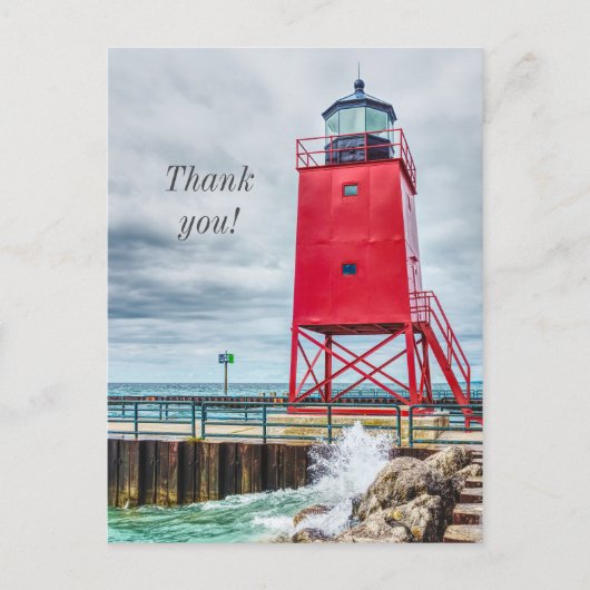 Charlevoix South Pierhead Lighthouse Bedankt Briefkaart (Voorkant)