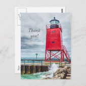 Charlevoix South Pierhead Lighthouse Briefkaart (Voorkant / Achterkant)