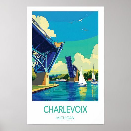 Charlevoix Travel Poster, Michigan Poster (Voorkant)
