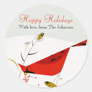 Charley Harper Kardinaal Kerstfeestdag Ronde Sticker