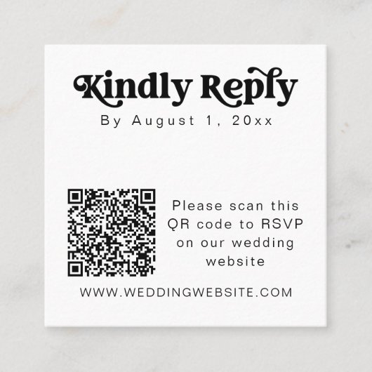 CHARLI Modern Minimalist QR Code RSVP Square Kaart Vierkante Visitekaartje (Voorkant)