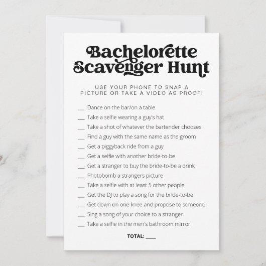 CHARLI retro bachelorette game scavenger Kaart (Voorkant)