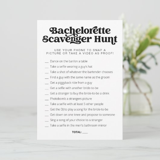 CHARLI retro bachelorette game scavenger Kaart (Staand voorkant)