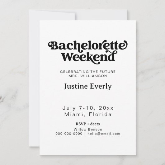 CHARLI retro groovy bachelorette weekend Uitnodigi Kaart (Voorkant)