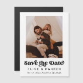 CHARLI Retro Photo Simple Save the Date Magnet Magnetische Uitnodiging (Voorkant / Achterkant)