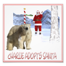Charlie adopteert Santa Hoesje kunst Foto Afdruk