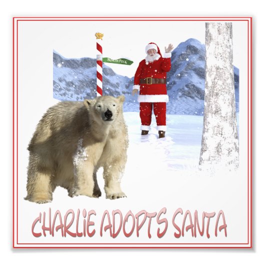 Charlie adopteert Santa Hoesje kunst Foto Afdruk (Voorkant)