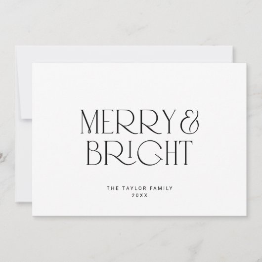 CHARLIE Black Modern Merry Bright Family Kerstmis Feestdagenkaart (Voorkant)