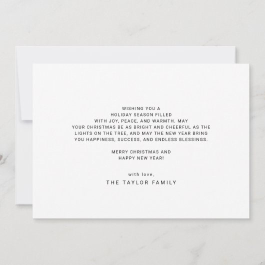 CHARLIE Black Modern Merry Bright Family Kerstmis Feestdagenkaart (Achterkant)